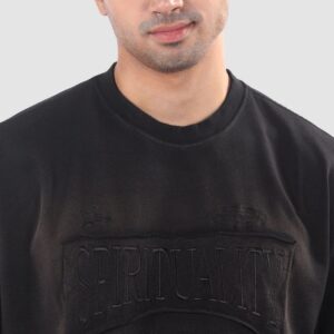 Maffiacaso Black Spirituality Patchwork Acid Wash Oversized T-Shirt
