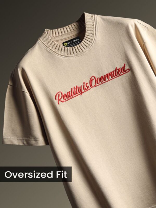 Maffiacaso Beige Mock Neck Embroidered T-Shirt - Image 2
