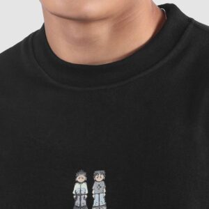 Maffiacaso Black Lazy Boys Printed Oversized T-Shirt